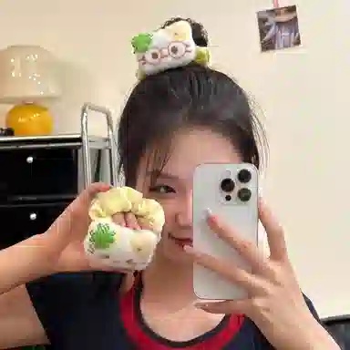 水中玉 卡通大肠发圈时尚扎头发发绳甜美可爱丸子头不伤发发饰 布艺 头绳 女款