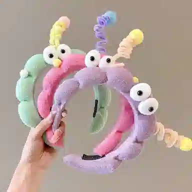 水中玉 可爱趣味扭扭棒大眼仔发捆压发发卡高颅顶防滑洗脸头箍头饰 布艺 发箍 女款