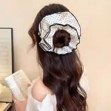 水中玉 黑色波点大肠发圈高级感扎丸子头头饰不伤发发绳发饰 皮筋 头绳 女款