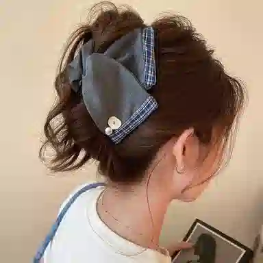 水中玉 法式高级感褶皱花边三角抓夹大号盘发鲨鱼夹子后脑勺发量多发抓 亚克力 发夹 女款