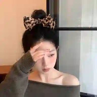 水中玉 豹纹蝴蝶结高级感鲨鱼马尾固定#好运 亚克力 发夹 女款