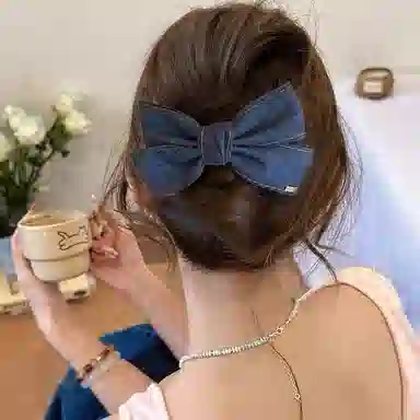 水中玉 蝴蝶结牛仔鸭嘴夹发卡后脑勺盘发抓夹高级感发卡头饰夹子 亚克力 发夹 女款