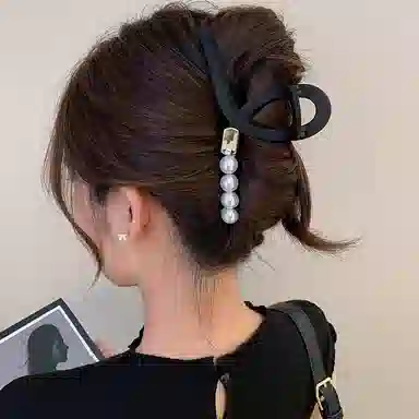 水中玉 珍珠磨砂抓夹后脑勺大号鲨鱼夹发卡高级感夹子头饰 发夹 女款