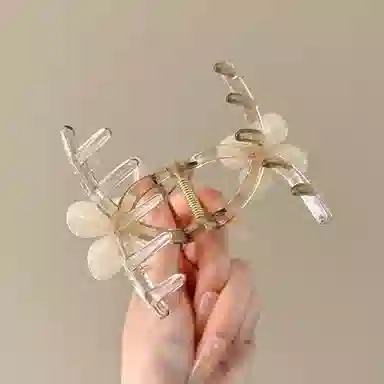 水中玉 花朵抓夹小号鲨鱼夹后脑勺夹子发量少头发发卡头饰 亚克力 发夹 女款