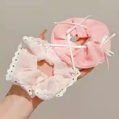 水中玉 粉色系蝴蝶结大肠发圈高级感不伤发发饰慵懒风扎头发绳头饰 皮筋 头绳 女款