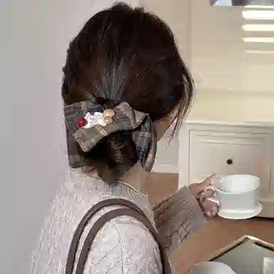 水中玉 格纹大肠发圈扎头马尾发绳头圈高弹力耐用皮筋发饰#好运 布艺 头绳 女款