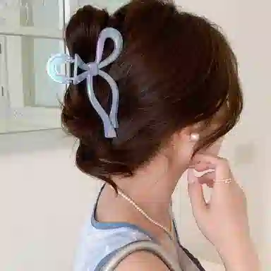 水中玉 蝴蝶结飘带抓夹高级感后脑勺盘发大号鲨鱼夹发量多夹子 亚克力 发夹 女款