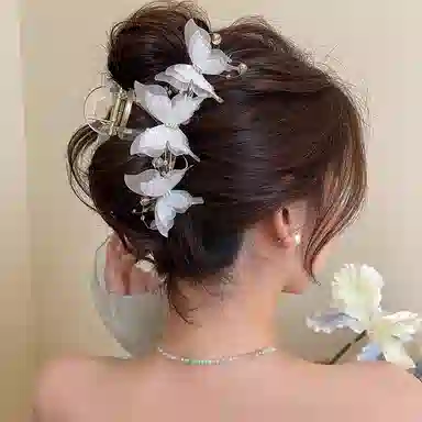 水中玉 蝴蝶抓夹大号高级感甜美夹子后脑勺盘发发卡头饰鲨鱼夹 发夹 女款