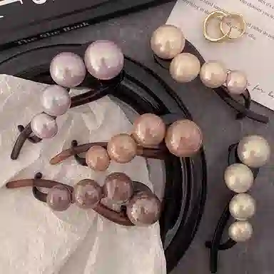 水中玉 珍珠盘发一字扭扭夹后脑勺鲨鱼夹子头饰高级感抓夹 亚克力 发夹 女款