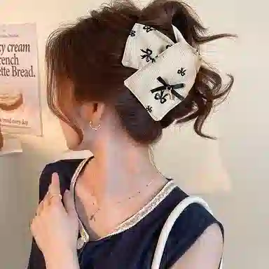 水中玉 韩系蝴蝶结抓夹高级感后脑勺盘发气质鲨鱼夹夹子发饰 亚克力 发夹 女款