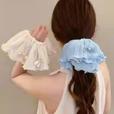 水中玉 法式温柔蝴蝶结大肠发圈超大扎头皮筋发绳头花头饰 布艺 头绳 女款