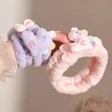 水中玉 卡通可爱小动物洗脸束发韩式小兔子发捆柔软舒适发饰 布艺 发带 女款