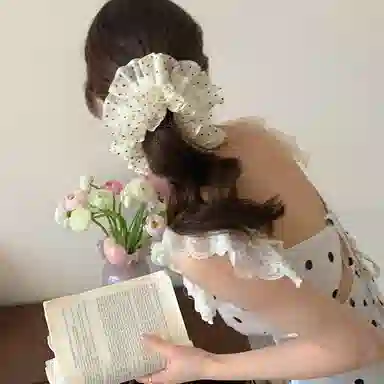 水中玉 温柔气质波点四层大肠发圈头花发绳扎头发皮筋发饰 布艺 头绳 女款