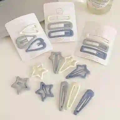 水中玉 奶蓝色星星发卡前额侧边碎发刘海夹高级感夹子头饰 合金 发夹 女款