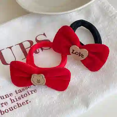 水中玉 过年红色喜庆高弹力可爱毛巾圈扎头发皮筋新年氛围感发圈发绳头饰 布艺 头绳 女款