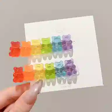 水中玉 小熊软糖侧边发卡刘海一字夹头饰可爱甜美风夹子发饰 合金 发夹 女款