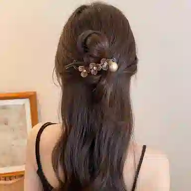 水中玉 花朵扭扭夹后脑勺盘发不硌头鸭嘴夹夹子一字夹头饰 亚克力 发夹 女款