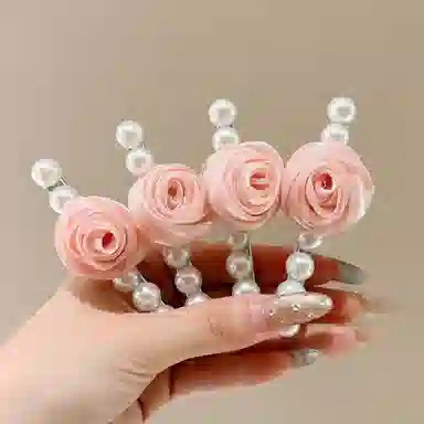 水中玉 花朵高端夹子侧边刘海碎发发卡头花一字夹头饰 合金 发夹 女款