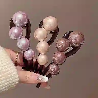 水中玉 珍珠盘发一字扭扭夹后脑勺鲨鱼夹子头饰高级感抓夹 亚克力 发夹 女款