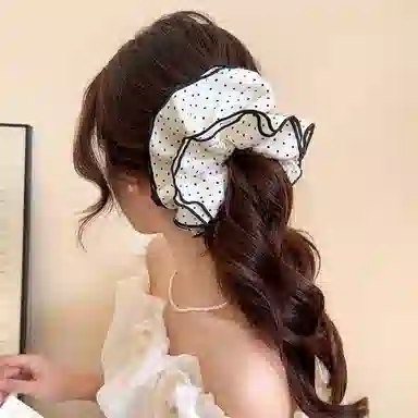 水中玉 黑色波点大肠发圈高级感扎丸子头头饰不伤发发绳发饰 皮筋 头绳 女款