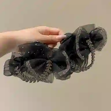 水中玉 高级感麦穗蝴蝶结头发抓夹后脑勺盘发大号鲨鱼夹子发卡头饰#好运 亚克力 发夹 女款