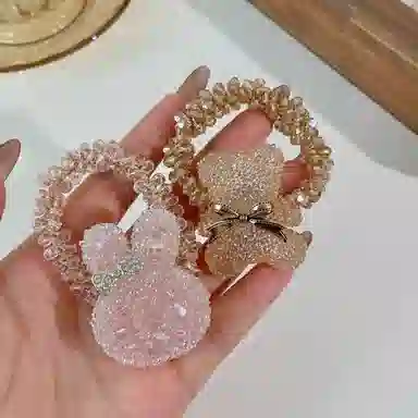 水中玉 水钻扎头发皮筋头饰可爱发绳气质轻奢发圈 亚克力 头绳 女款