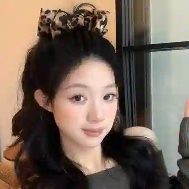 水中玉 豹纹蝴蝶结高级感鲨鱼马尾固定#好运 亚克力 发夹 女款