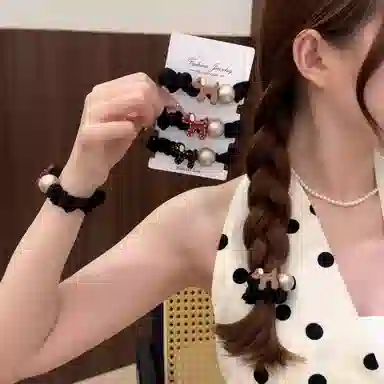 水中玉 卡通小狗圆球发圈高弹力耐用扎马尾丸子头发绳头饰 布艺 头绳 女款