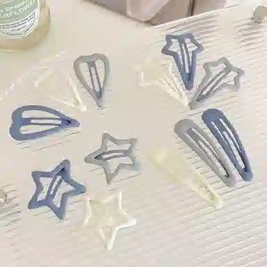 水中玉 奶蓝色星星发卡前额侧边碎发刘海夹高级感夹子头饰 合金 发夹 女款