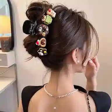 水中玉 小吃货曲奇大号高级感鲨鱼后脑勺盘发 亚克力 发夹 女款