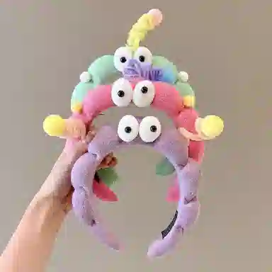 水中玉 可爱趣味扭扭棒大眼仔发捆压发发卡高颅顶防滑洗脸头箍头饰 布艺 发箍 女款