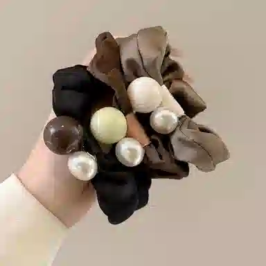 水中玉 珍珠大肠发圈高级感扎头发皮筋丸子头发绳头饰#好运 布艺 头绳 女款