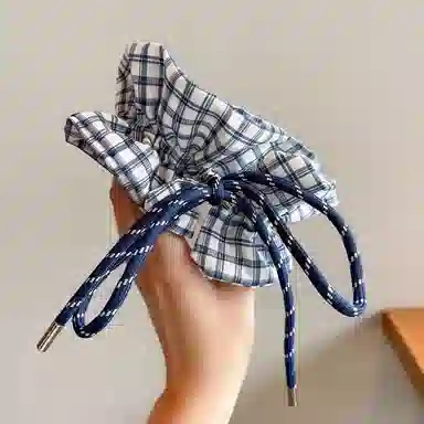 水中玉 格子蝴蝶结大肠高级感扎头发慵懒风#好运 布艺 头绳 女款