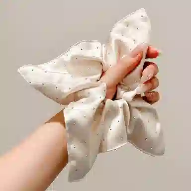 水中玉 米色闪钻满天星方巾大肠发圈气质扎头发低马尾发绳发饰 布艺 头绳 女款