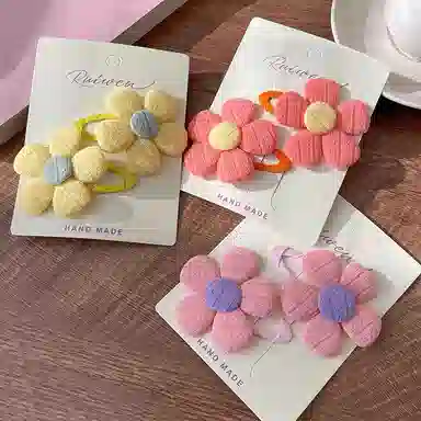 水中玉 可爱花朵发卡高级感侧边刘海夹不伤发头饰夹子 合金 发夹 女款