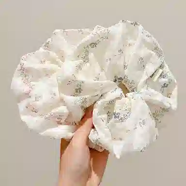 水中玉 小清新碎花褶皱大肠发圈后脑勺简约百搭不伤发扎发发绳发饰 皮筋 头绳 女款