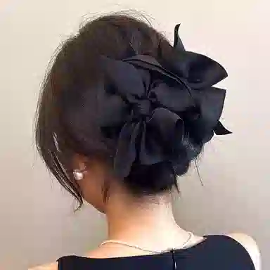 水中玉 气质缎面蝴蝶结抓夹大号鲨鱼夹后脑勺盘发发卡头发头饰夹子 亚克力 发夹 女款