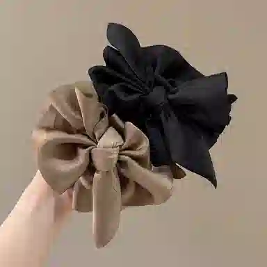 水中玉 气质缎面蝴蝶结抓夹大号鲨鱼夹后脑勺盘发发卡头发头饰夹子 亚克力 发夹 女款