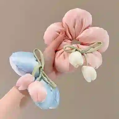 水中玉 韩系花朵枕头大肠发圈扎头头饰发绳慵懒风丸子发饰 皮筋 头绳 女款