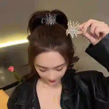 水中玉 高马尾神器固定抓夹高级感闪钻夹子后脑勺鲨鱼夹头饰气质发卡 发夹 女款