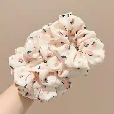 水中玉 粉色草莓大肠发圈扎头马尾发绳甜美可爱高弹力头花头饰 布艺 头绳 女款
