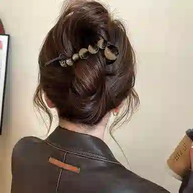 水中玉 复古晕染圆珠扭扭夹一字发卡后脑勺盘发抓夹高级感发饰 亚克力 发夹 女款