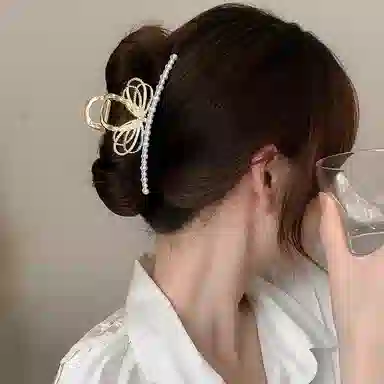 水中玉 金属鲨鱼夹抓夹后脑勺盘发发卡高级感气质头饰 发夹 女款