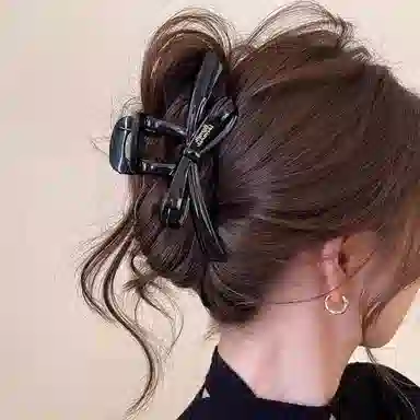 水中玉 韩版飘带蝴蝶结发卡后脑勺抓夹高级感发饰高端盘发头饰 亚克力 发夹 女款
