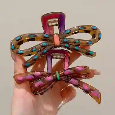 水中玉 韩系波点撞色系抓夹高级感后脑勺盘发鲨鱼夹子发卡头饰 亚克力 发夹 女款