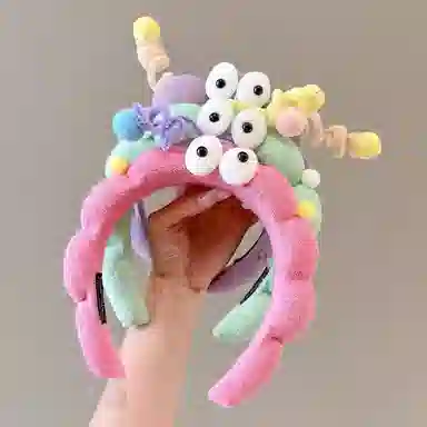 水中玉 可爱趣味扭扭棒大眼仔发捆压发发卡高颅顶防滑洗脸头箍头饰 布艺 发箍 女款