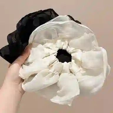 水中玉 法式网纱大肠发圈高级感发绳扎马尾丸子头气质发饰 皮筋 头绳 女款