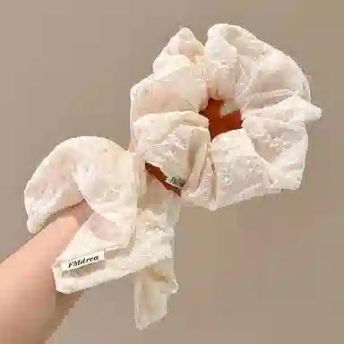 水中玉 高级感甜美刺绣花朵大肠发圈丸子头韩系温柔头花方巾头饰 布艺 头绳 女款