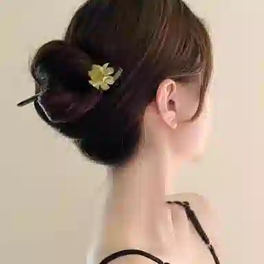 水中玉 绿色原木花新中式木质 古风汉服旗袍配饰高级感发钗 发簪 女款