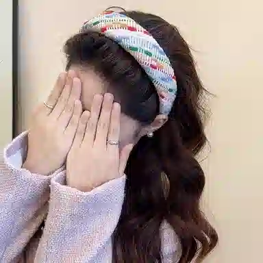 水中玉 彩色格子头箍日常外戴发捆发卡高级感洋气时尚头饰 布艺 发箍 女款